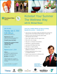 Launch Flier for Kickstart Your Summer The Wellness Way With Dr. Michael Roizen on Thursday, June 12th 2014